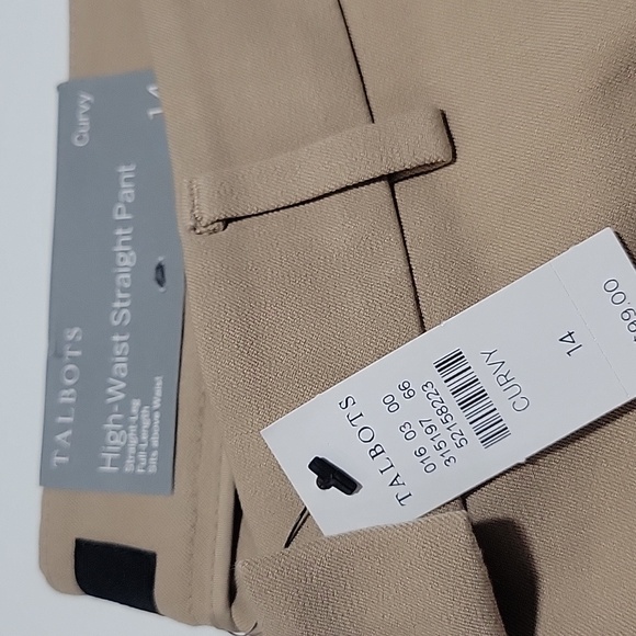 Talbots High Waist Curvy Straight Tan dress pants Sz 14 - Picture 10 of 10